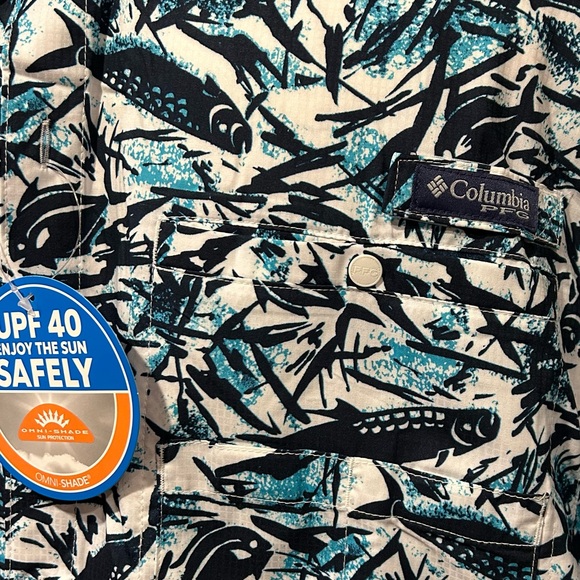 Columbia PFG Omni-Shade UPF 40 Fish Print Shirt - Picture 7 of 14